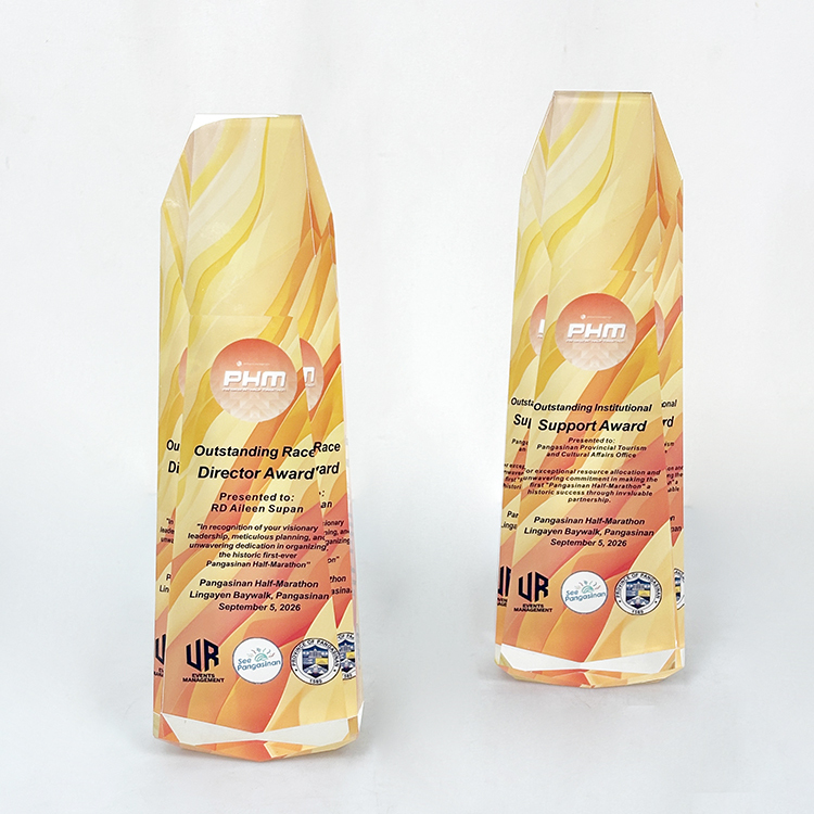 Full Color Printing Optical Hexagon Crystal Glass Trophy MH-FJ0024