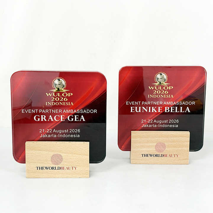 Personalized Square Crystal Plaque Trophy with Wood Stand MH-LJ0923