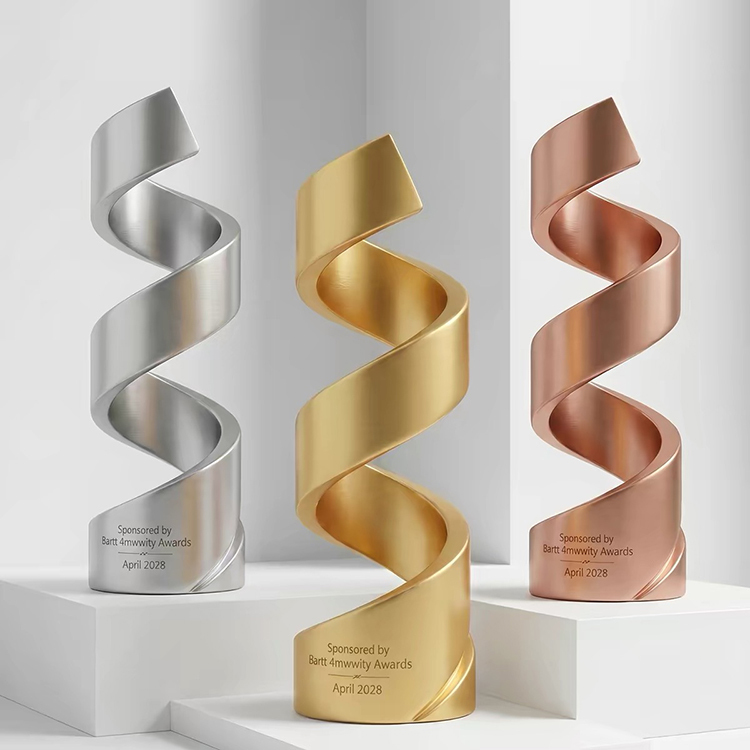 Spiral Shape Gold Silver Bronnze Resin Tower Trophy Award MH-LJ0873