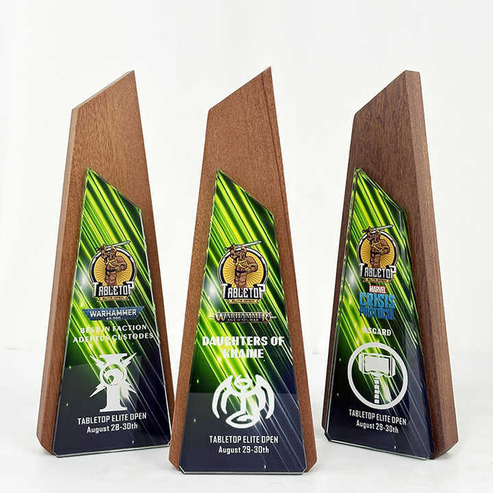 Full Color Printing Wooden Crystal Glass Awards Plaque Trophy MH-LJ0825