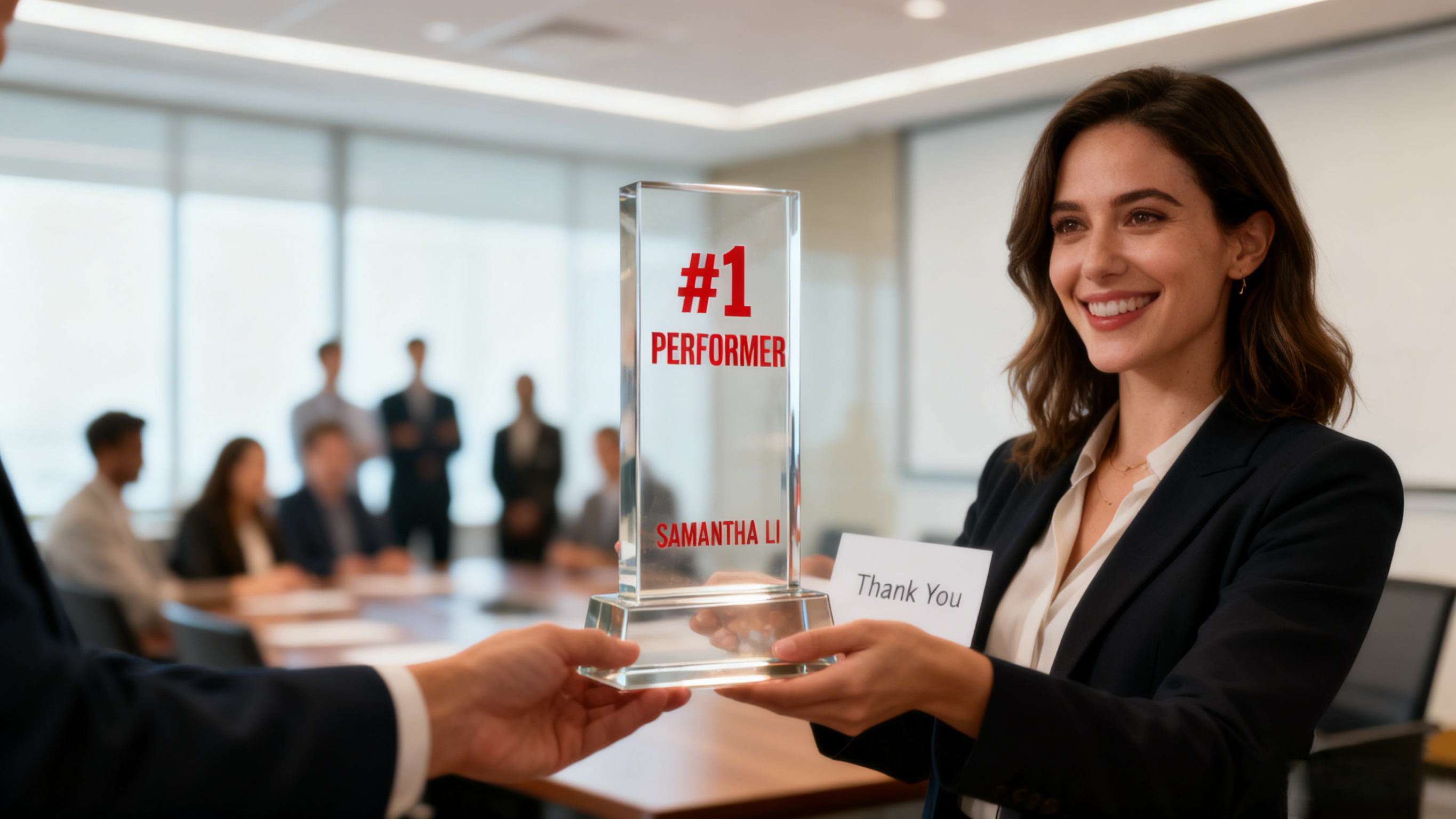 OEM/ODM Acrylic Sales Achievement Trophies - Quick Custom Top Performer Milestone Award for Team Motivation & Record Recognition