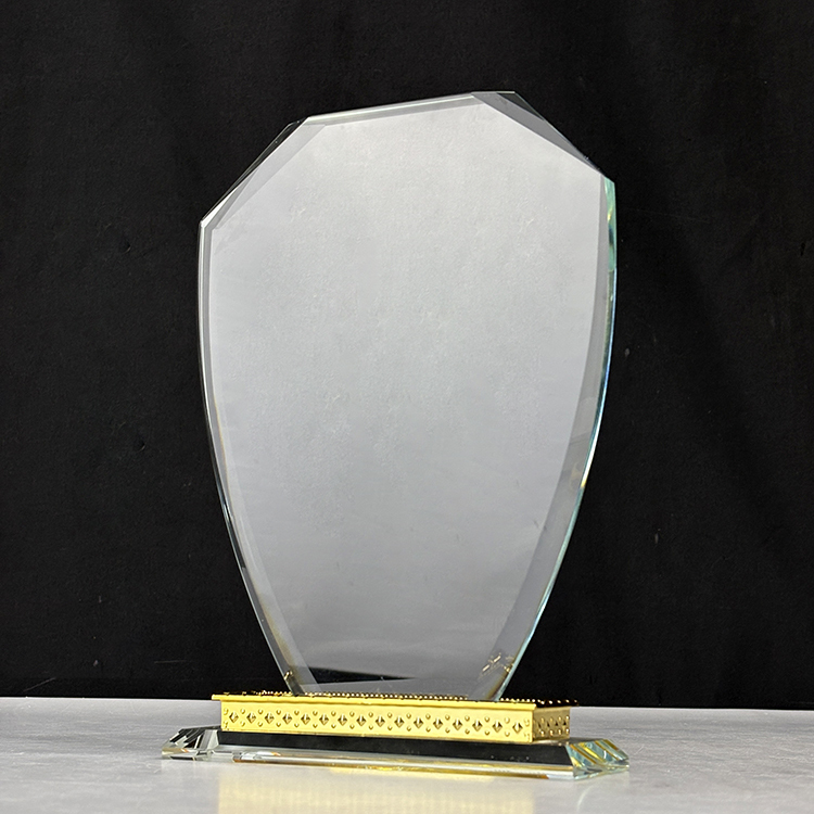 Blank  Plaque Crystal Trophy Award with Gold Metal Black Base MH-LJ0834