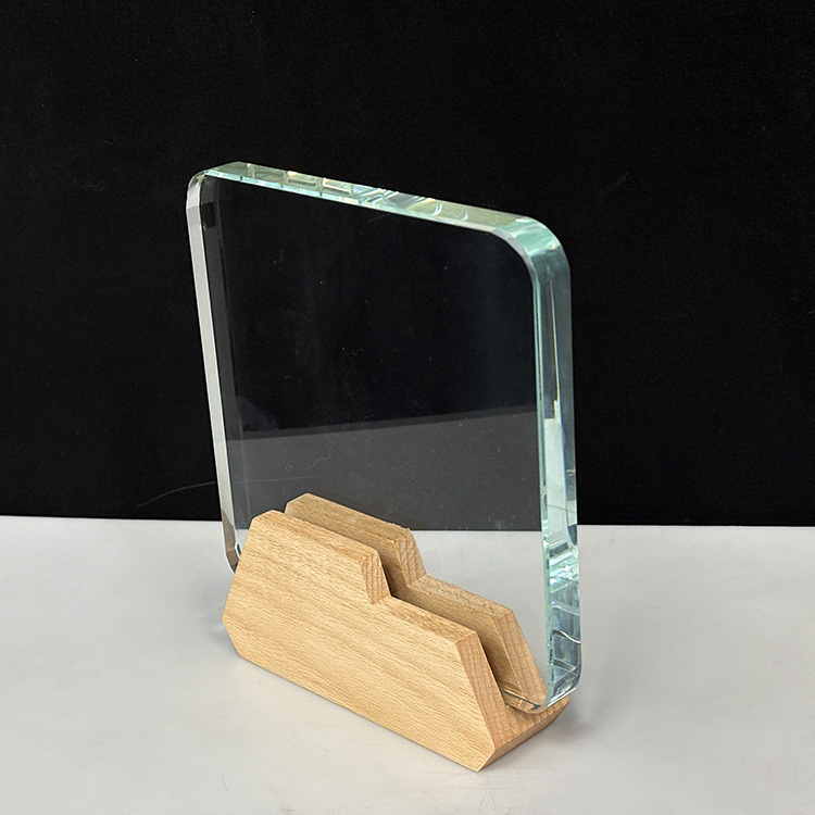Blank Rectangle Crystal Trophy with Wooden Base MH-LJ0860