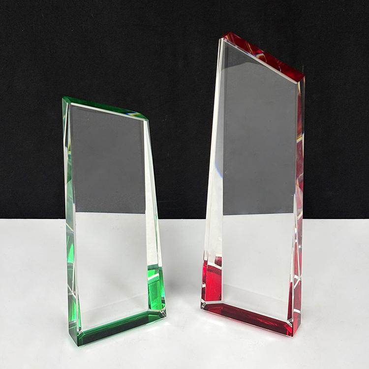 Blank Plaque Crystal Trophy Award with Green Red Bottom MH-LJ0867