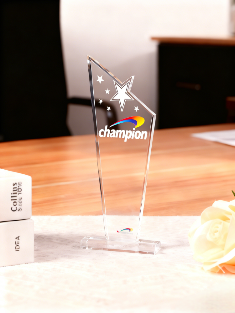 Custom Clear Acrylic Trophy - Engraved Inspirational Quote Recognition Award for Employee Appreciation & Corporate Recognition