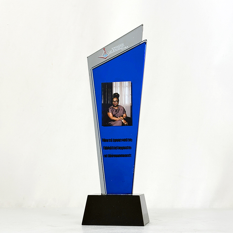 Luxury Blue Mirror Finishing Crystal Glass Awards Plaque Trophy MH-LJ0819