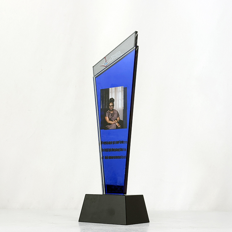 Luxury Blue Mirror Finishing Crystal Glass Awards Plaque Trophy MH-LJ0819