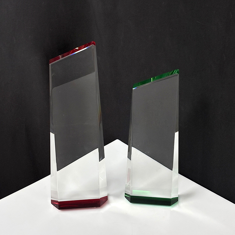 Blank Plaque Crystal Trophy Award with Green Red Bottom MH-LJ0867