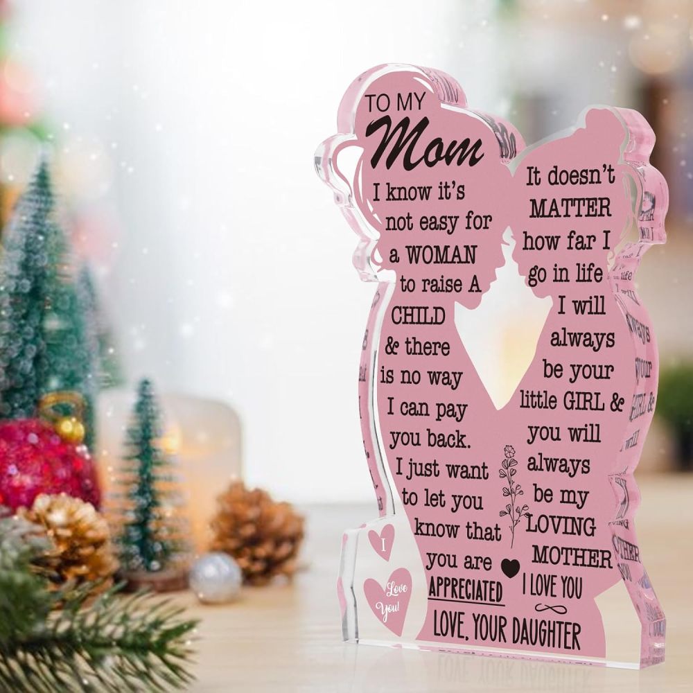 Mom Gifts from Daughter Christmas Gift for Mom, Mom Birthday Ideas Gift Cool Mother's Day Gifts from Daughter Best Mom Ever Gifts New Mom Single Mom Christmas 2024 Acrylic Plaque Sign 5x3in