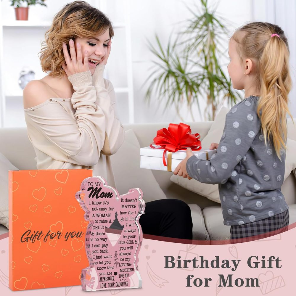 Mom Gifts from Daughter Christmas Gift for Mom, Mom Birthday Ideas Gift Cool Mother's Day Gifts from Daughter Best Mom Ever Gifts New Mom Single Mom Christmas 2024 Acrylic Plaque Sign 5x3in