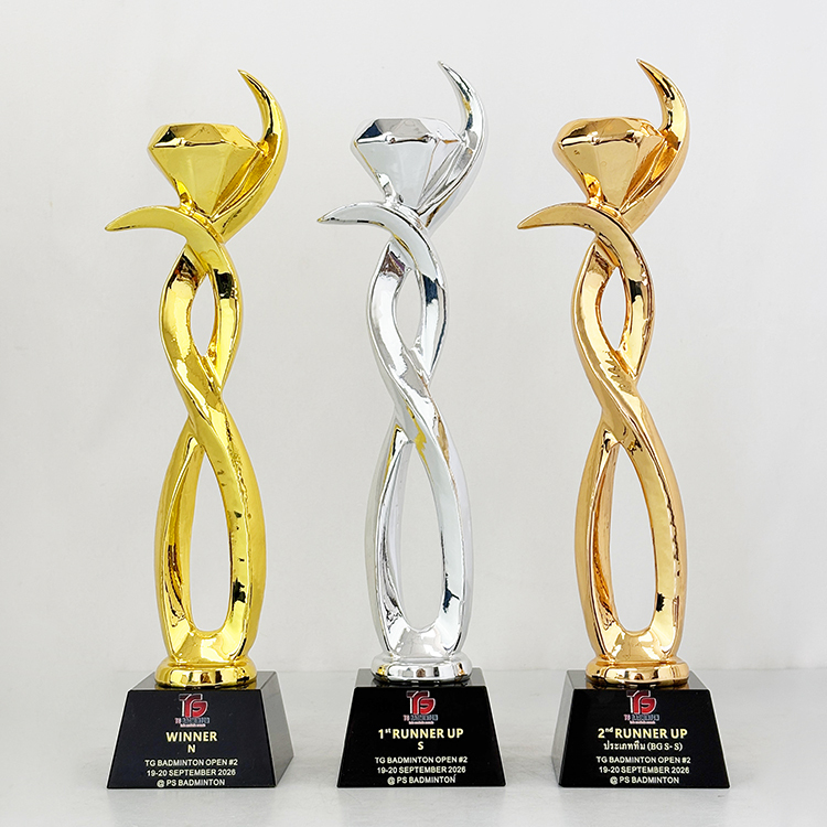 Gold Silver Bronze Resin Diamond Optical Crystal Glass Trophy Awards MH-LJ0899