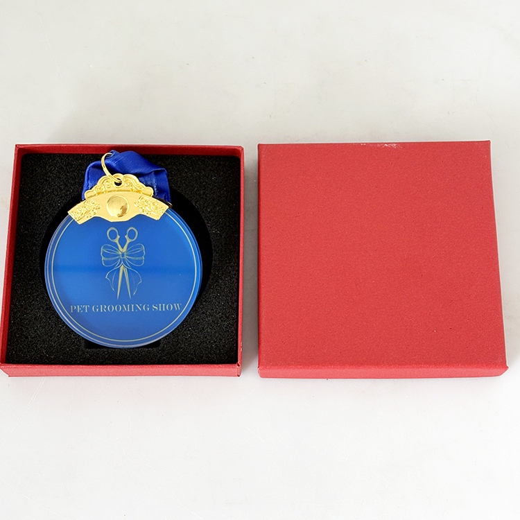 Gold Metal Crystal Glass Shaped Medallion Medal MH-LJ0903