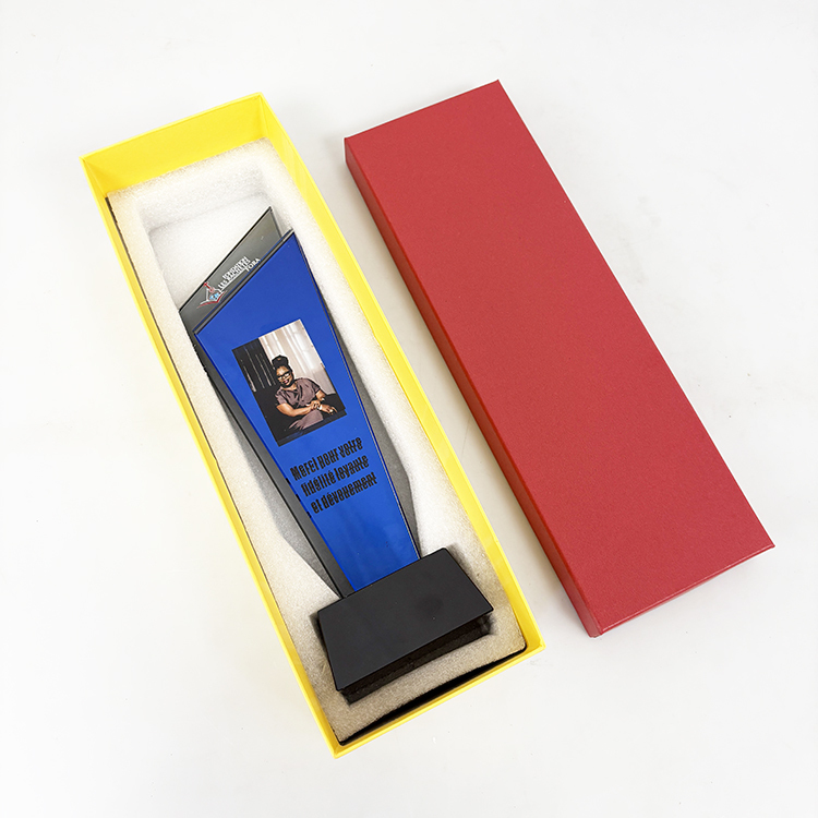 Luxury Blue Mirror Finishing Crystal Glass Awards Plaque Trophy MH-LJ0819