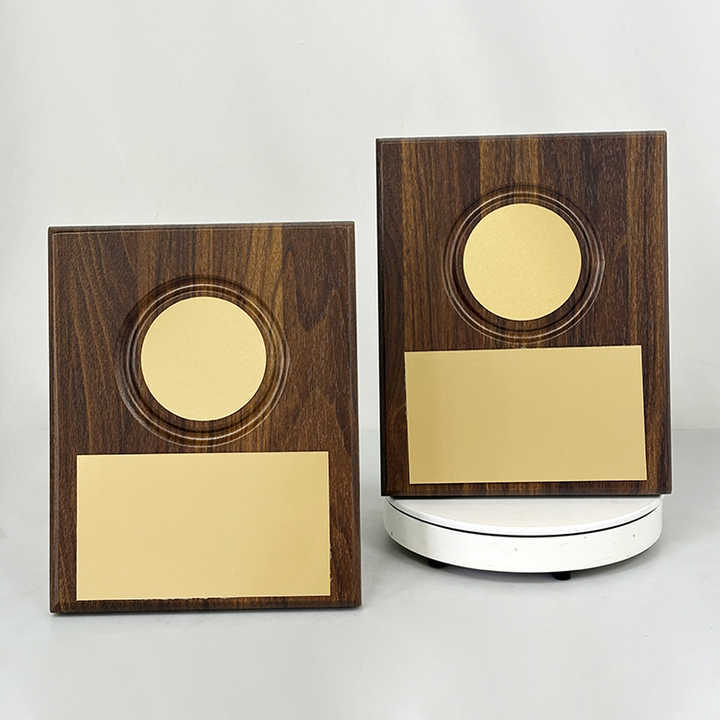 Blank Plaque Wooden Business Trophy Award with Gold Plate Certificate MH-LJ0848