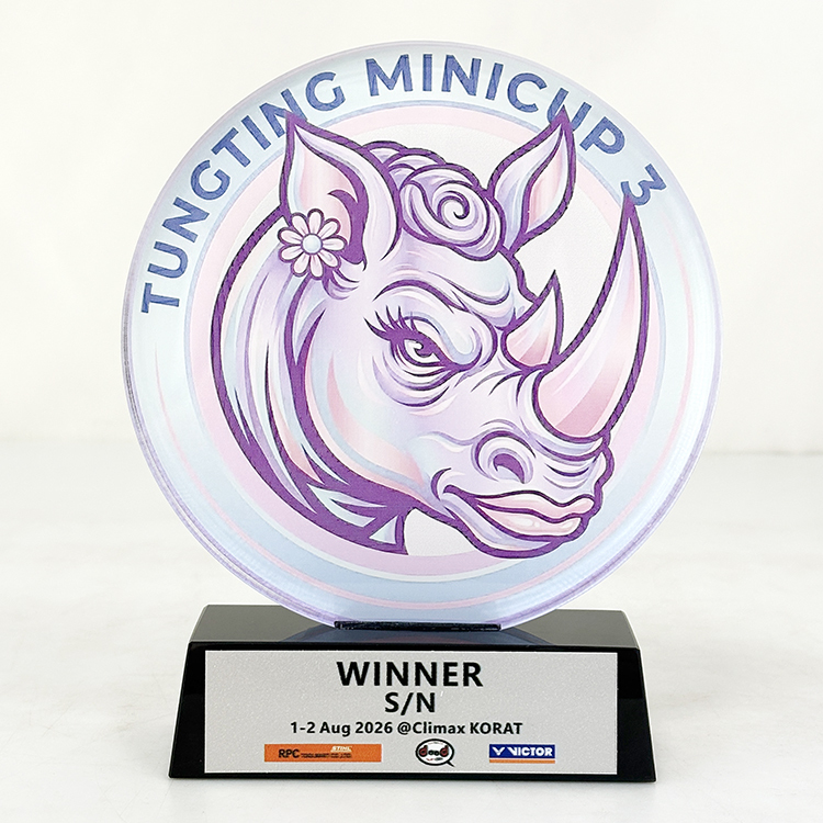 Personalized Round Acrylic Awards Plaque Trophy with Black Crystal Base MH-LJ0851