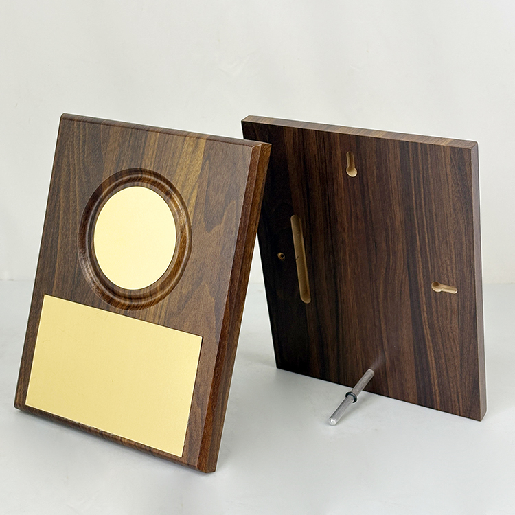 Blank Plaque Wooden Business Trophy Award with Gold Plate Certificate MH-LJ0848