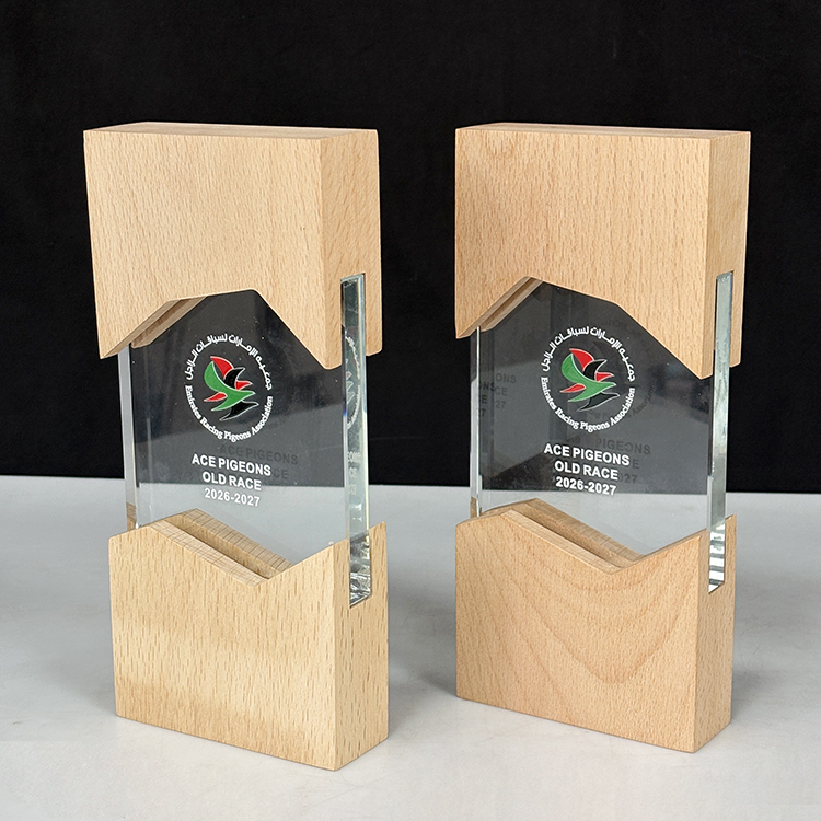 Personalized Crystal Wooden Glass Plaque Trophy Crystal Wooden Award Plaques Trophy MH-LJ0852