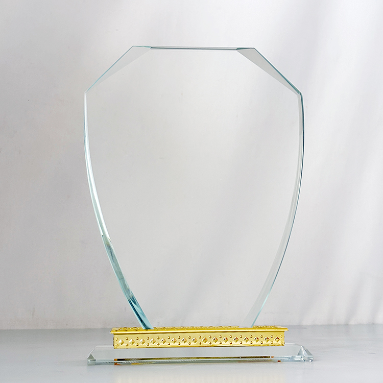 Blank  Plaque Crystal Trophy Award with Gold Metal Black Base MH-LJ0834