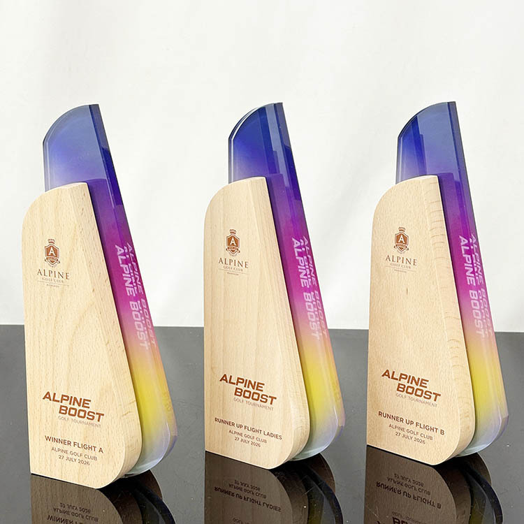 Personalized Wooden  Plaque Crystal Glass Trophy MH-LJ0912