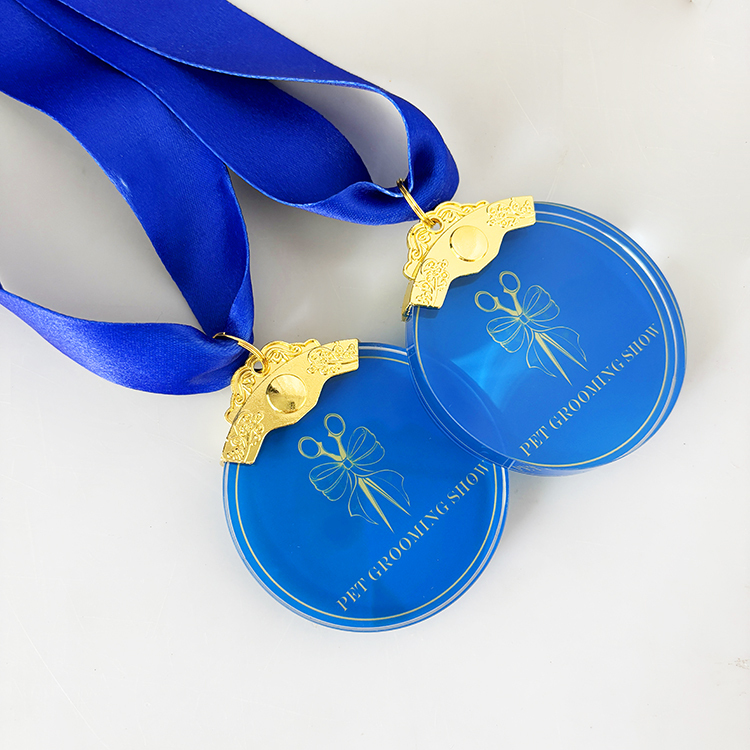 Gold Metal Crystal Glass Shaped Medallion Medal MH-LJ0903