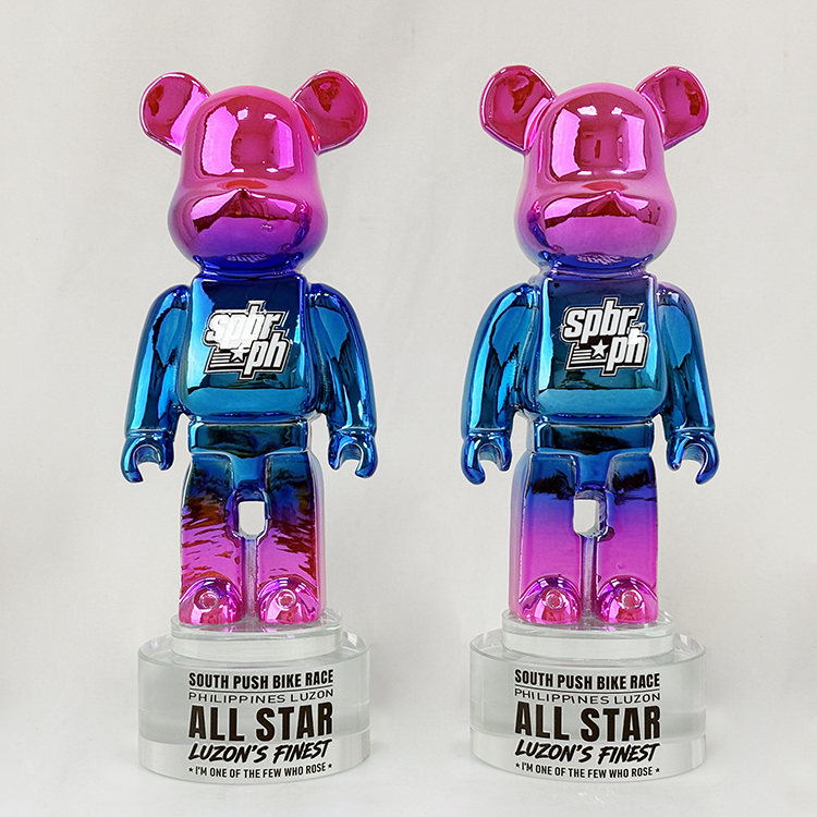 Rainbow Resin Bear Shape Crystal Trophy Awards with Clear Base MH-FJ0030
