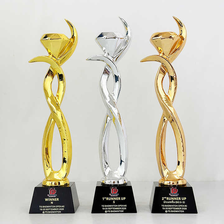 Gold Silver Bronze Resin Diamond Optical Crystal Glass Trophy Awards MH-LJ0899