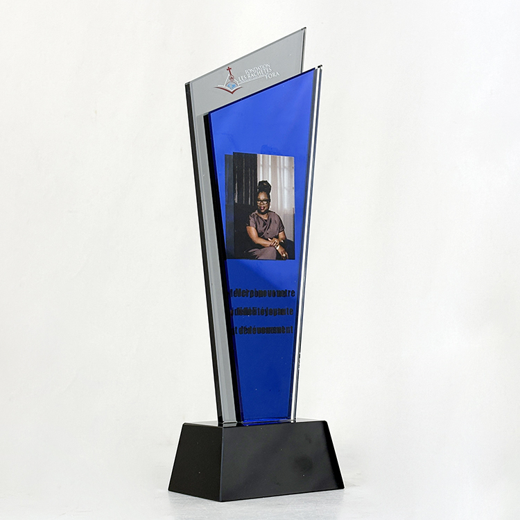 Luxury Blue Mirror Finishing Crystal Glass Awards Plaque Trophy MH-LJ0819