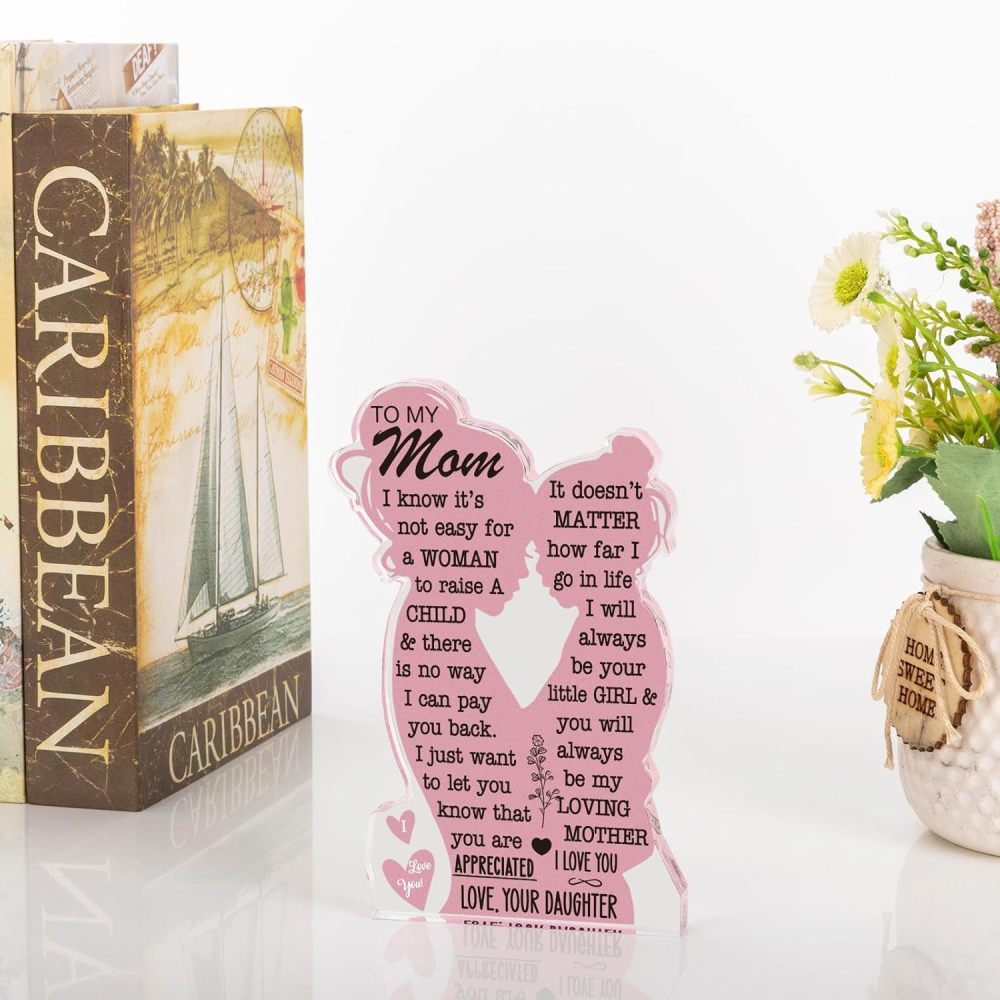 Mom Gifts from Daughter Christmas Gift for Mom, Mom Birthday Ideas Gift Cool Mother's Day Gifts from Daughter Best Mom Ever Gifts New Mom Single Mom Christmas 2024 Acrylic Plaque Sign 5x3in