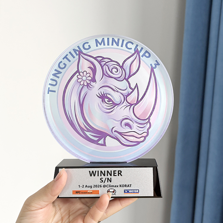 Personalized Round Acrylic Awards Plaque Trophy with Black Crystal Base MH-LJ0851