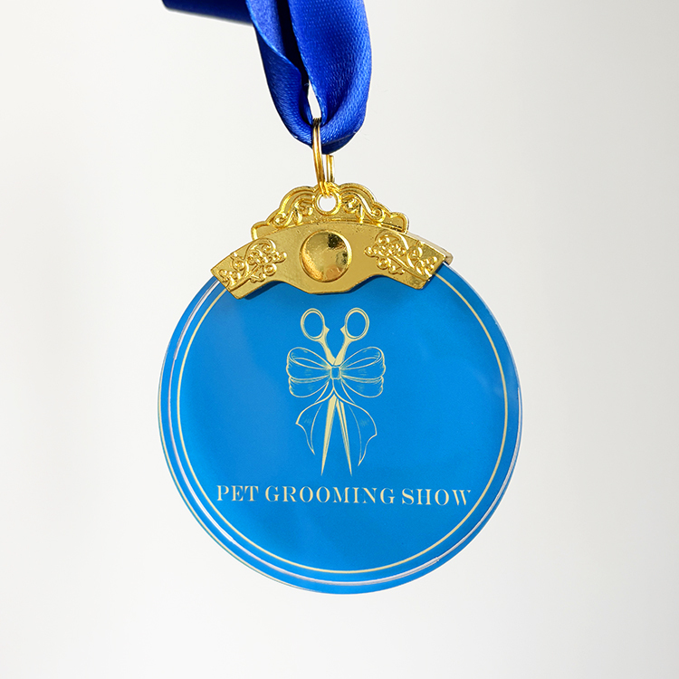 Gold Metal Crystal Glass Shaped Medallion Medal MH-LJ0903