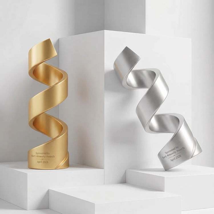 Spiral Shape Gold Silver Bronnze Resin Tower Trophy Award MH-LJ0873