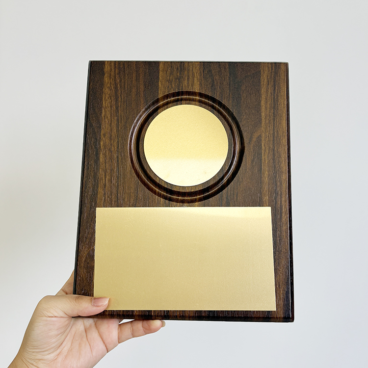 Blank Plaque Wooden Business Trophy Award with Gold Plate Certificate MH-LJ0848