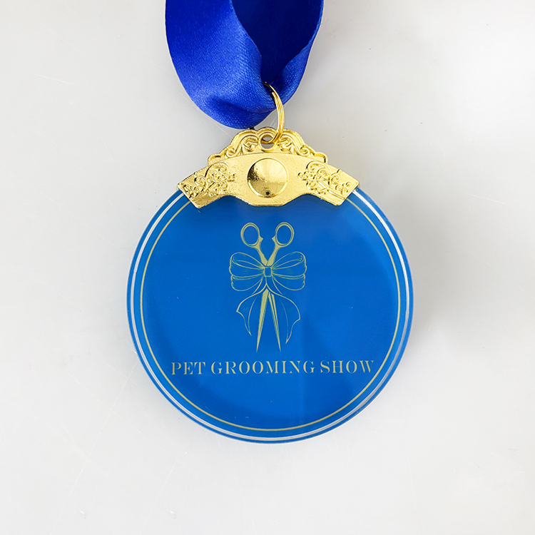 Gold Metal Crystal Glass Shaped Medallion Medal MH-LJ0903