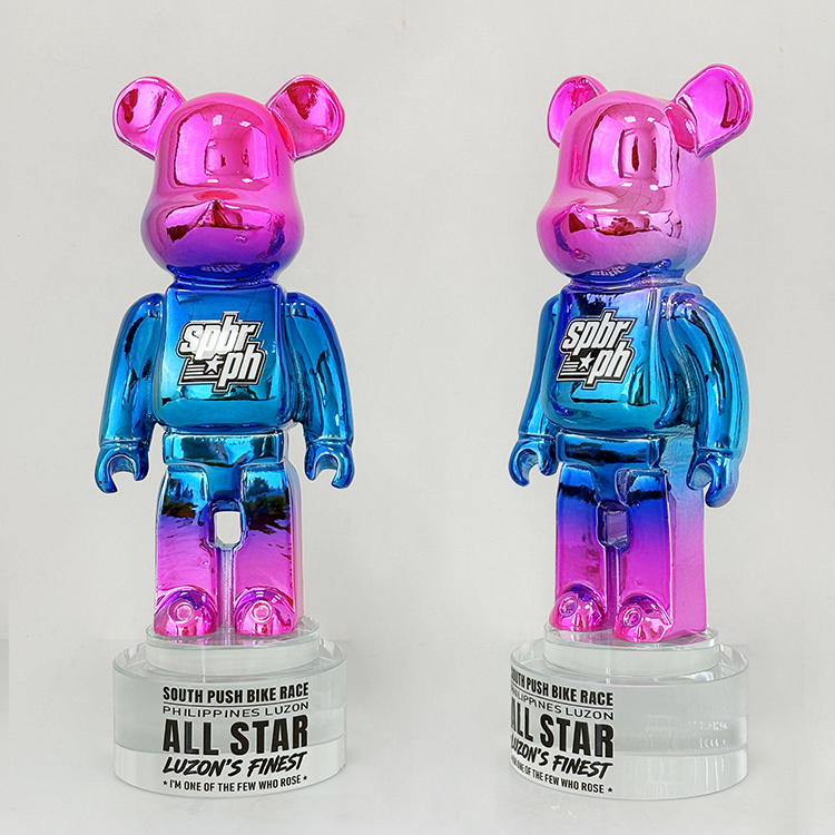 Rainbow Resin Bear Shape Crystal Trophy Awards with Clear Base MH-FJ0030