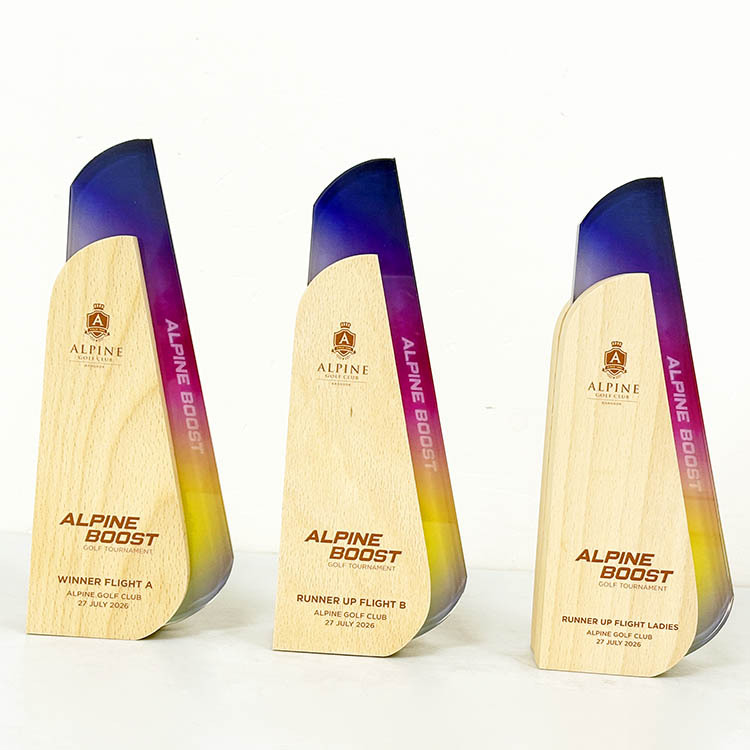 Personalized Wooden  Plaque Crystal Glass Trophy MH-LJ0912