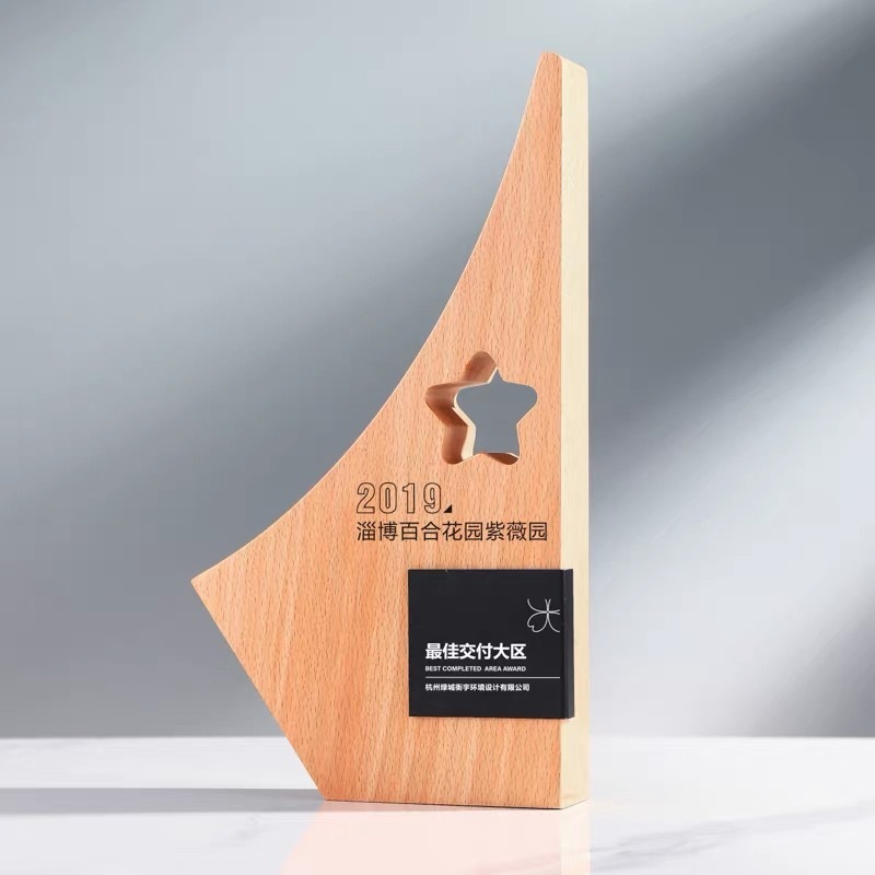 Personalized Triangle Shape Wood Trophy MH-LJ0884