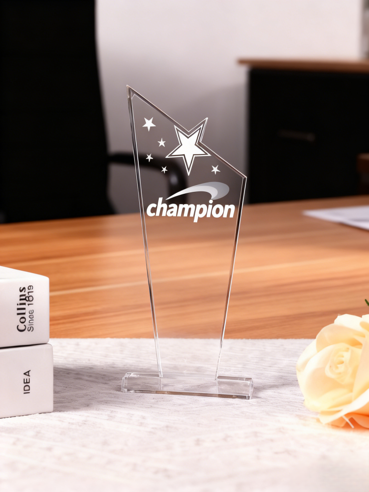 Custom Clear Acrylic Trophy - Engraved Inspirational Quote Recognition Award for Employee Appreciation & Corporate Recognition