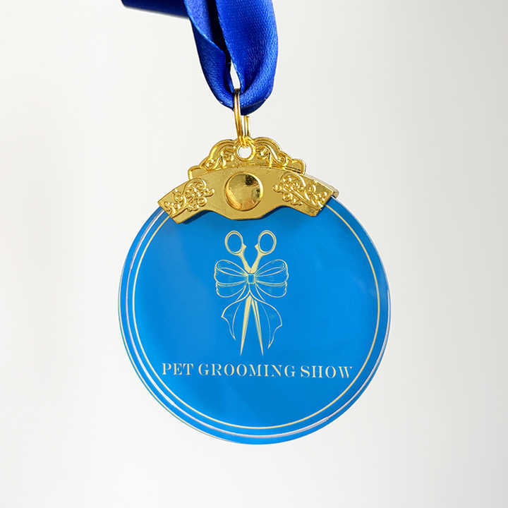Gold Metal Crystal Glass Shaped Medallion Medal MH-LJ0903