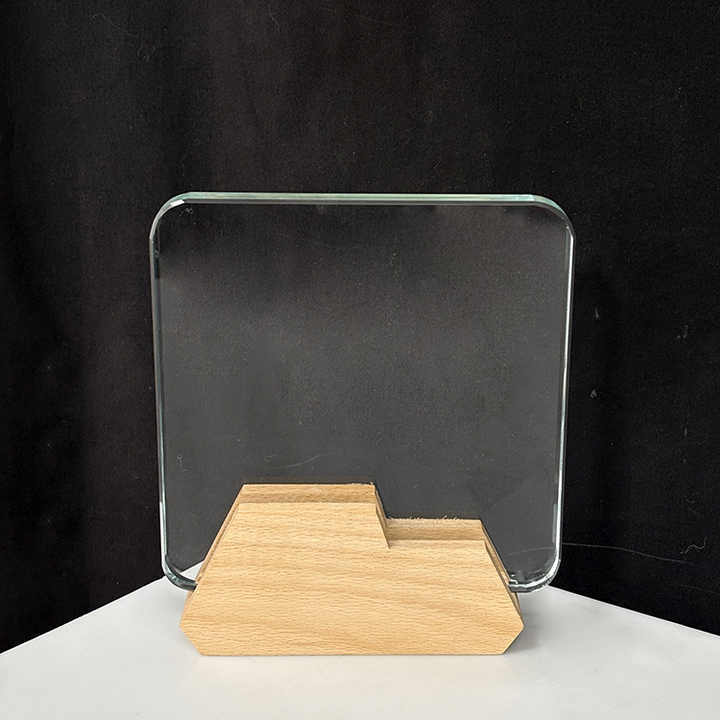 Blank Rectangle Crystal Trophy with Wooden Base MH-LJ0860