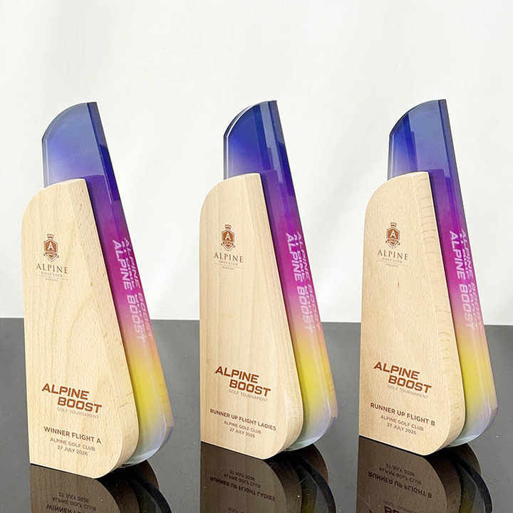 Personalized Wooden  Plaque Crystal Glass Trophy MH-LJ0912