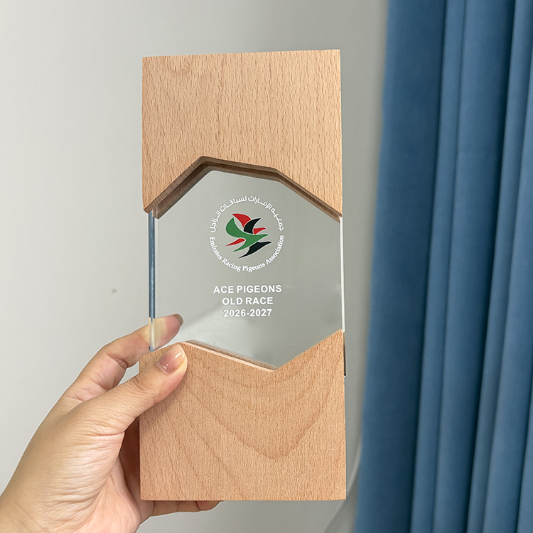 Personalized Crystal Wooden Glass Plaque Trophy Crystal Wooden Award Plaques Trophy MH-LJ0852