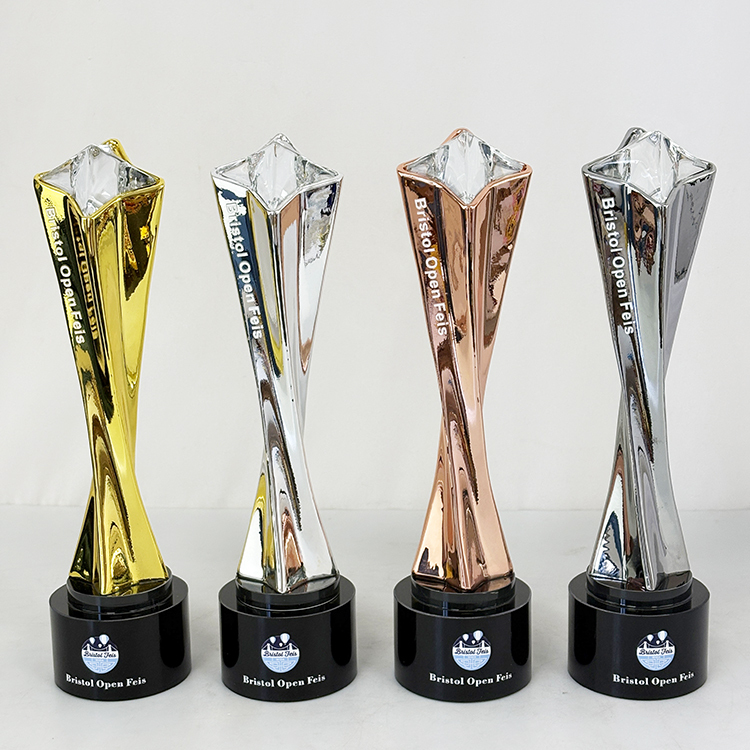 Gold Silver Bronze Black Resin Tower with Diamond Crystal Trophy Award MH-LJ0888