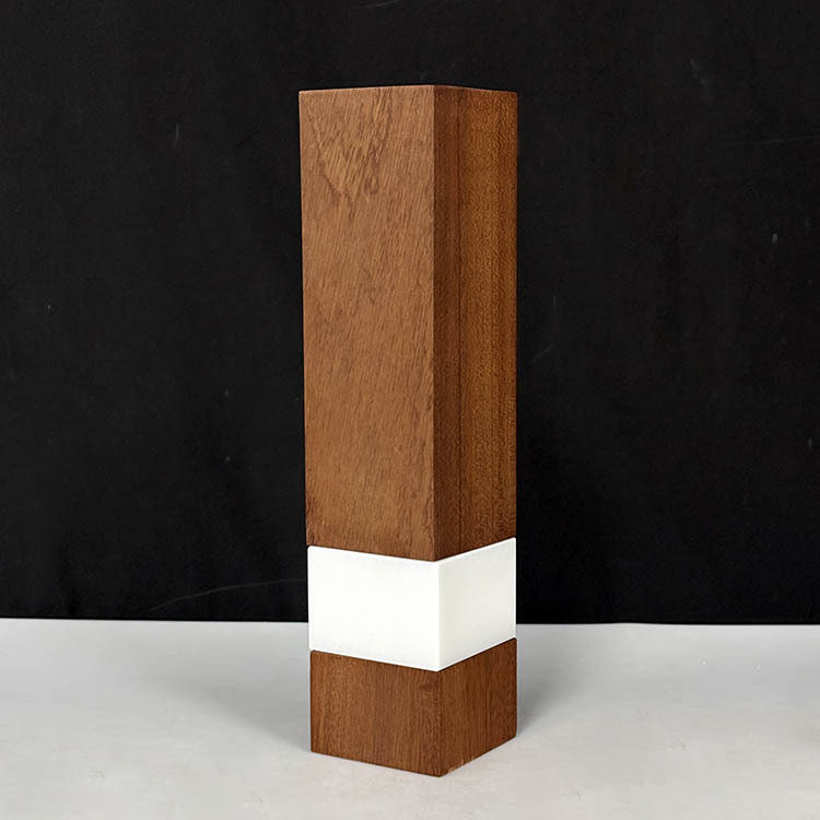 Sapele Wood Trophy with White Crystal Marble Wooden Award Plaques Trophy MH-LJ0907