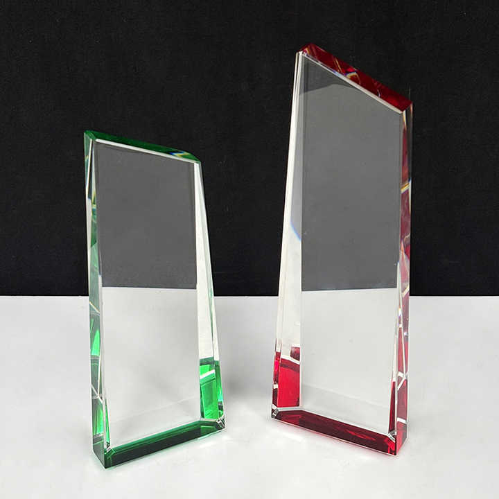 Blank Plaque Crystal Trophy Award with Green Red Bottom MH-LJ0867