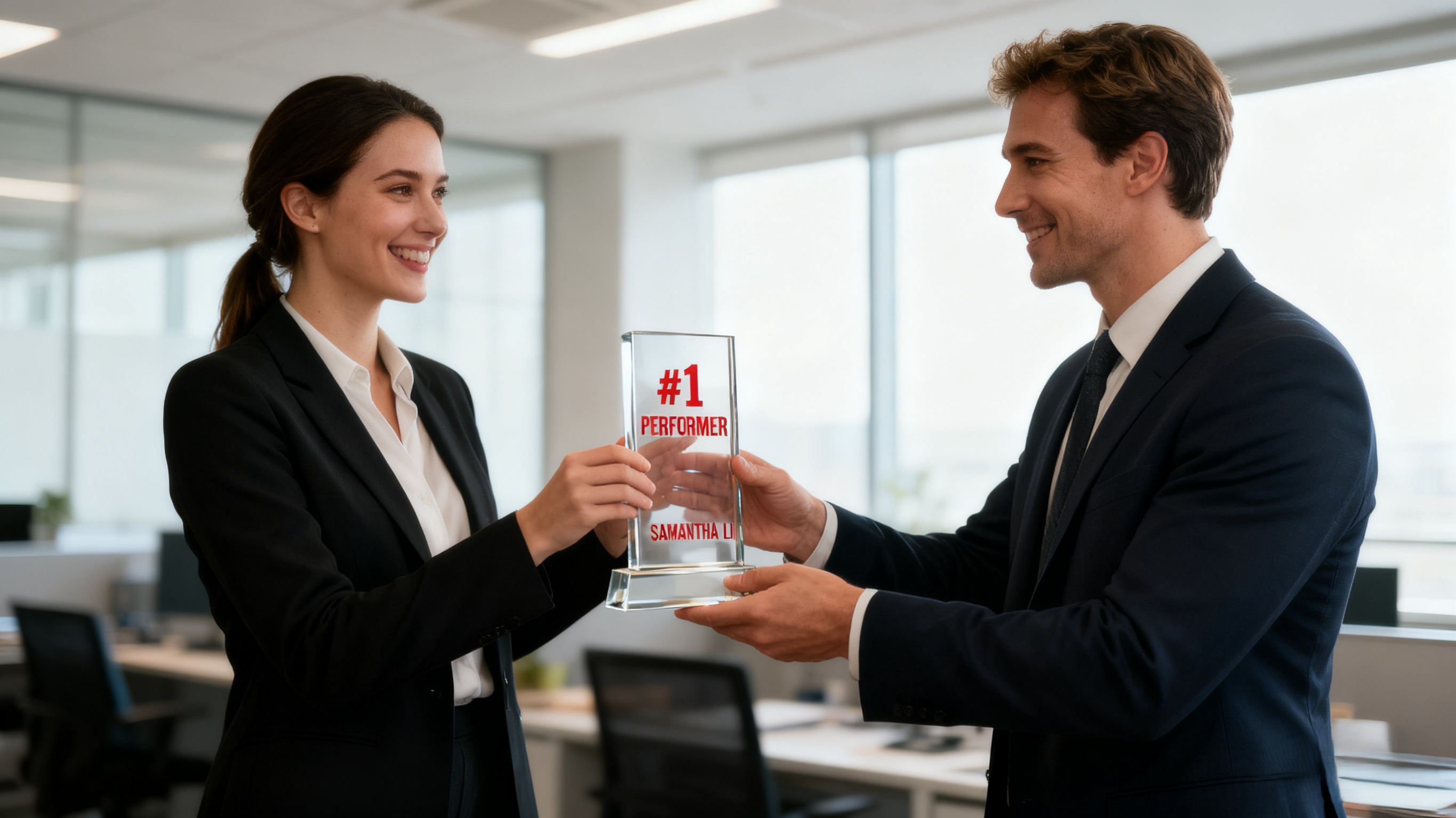 OEM/ODM Acrylic Sales Achievement Trophies - Quick Custom Top Performer Milestone Award for Team Motivation & Record Recognition