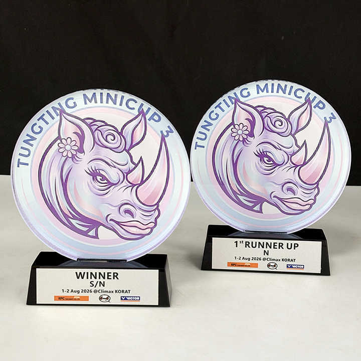 Personalized Round Acrylic Awards Plaque Trophy with Black Crystal Base MH-LJ0851