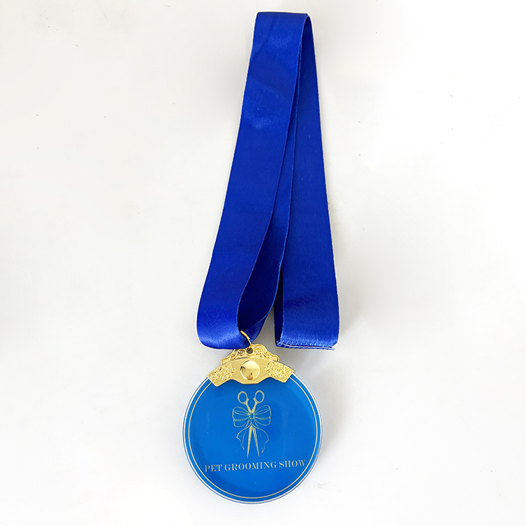 Gold Metal Crystal Glass Shaped Medallion Medal MH-LJ0903
