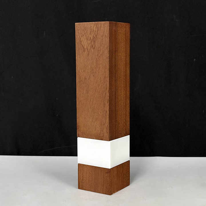 Sapele Wood Trophy with White Crystal Marble Wooden Award Plaques Trophy MH-LJ0907