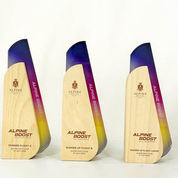 Personalized Wooden  Plaque Crystal Glass Trophy MH-LJ0912