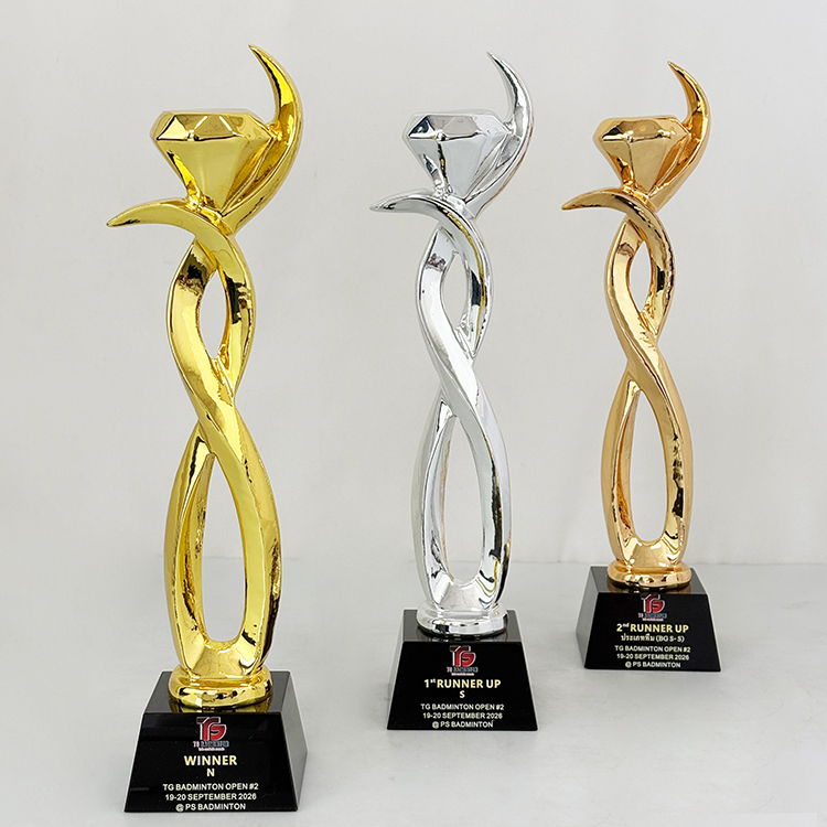Gold Silver Bronze Resin Diamond Optical Crystal Glass Trophy Awards MH-LJ0899